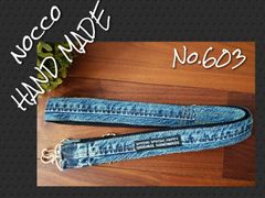 No.603【chemicalDENIM Remake SHOLDER Blackタグ】デニムリメイクショルダー紐👖ネックストラップにも🎵
