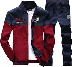 レッド_L [エアバイ] ジャージ メンズ 上下 セットアップ スエット トレーナー 上下セット 長袖 部屋着 スポーツ スウェット パンツ 2点セット 秋 冬 春 上 防寒 学生 家着 厚手 紺 寝巻き 前開き 前あき ゆるい あったかい おしゃれ 体型カバ