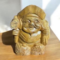 木彫り 大黒天 七福神 木製 大黒様 開運 縁起物 彫刻 仏像 古美術 インテリア 置物 オブジェ 骨董品 アンティーク