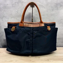 極美品！ Felisi トートバッグ レザー ナイロン ネイビー チャーム 極美品！ Felisi トートバッグ レザー ナイロン ネイビー