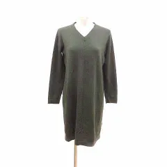 B&Y ユナイテッドアローズ BEAUTY&YOUTH ビューティー&ユース ワンピース ミニ ニット Vネック 長袖 緑 ダークグリーン /YK 