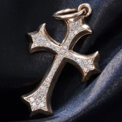 ペンダントトップ メンズ K18PG 18金 ピンクゴールド ダイヤモンド クロス 十字架 ペンダントヘッド 鑑別書付き【人気アイテム】【アクセサリーマート/メルカリShops店】