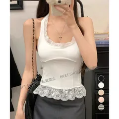 【新品未使用】裾フリルレースホルターネックタンクトップ lsjx54