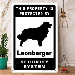 雑貨【Leonberger/レオンベルガー】  Dog ドッグ  犬    メタルポスタ―　Security  セキュリティー 警告  ヤードサイン メタルプレート  ブリキ看板  -146