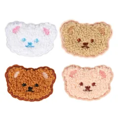 【人気商品】かわいい漫画のクマ の頭刺繍ステッカー アイロン接着 男の子 アイロンワッペン アイロンワッペン【4枚セット】刺繍ワッペン 女の子 アイロン 保育園 刺繍シール ワッペン 幼稚園用 MAEXUS