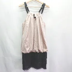 ◇ ⊂ AIMER サテン フリンジ装飾 リボン付き 膝丈 ワンピース サイズ9 ベージュ ブラック レディース E  【1410100020904】のサムネイル
