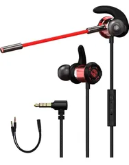 SUKATO ゲーミングイヤホン マイク付き 3.5mm イヤホン 有線 2021年型 ヘッドセット 低音重視 カナル型 PC PS5 PS4 Switch Xbox 在宅勤務 ビデオ会議 イヤホンマイク (レッド)