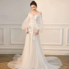 美品】Aライン フワ袖チュールドレス Sサイズ／Miharu shop - メルカリ