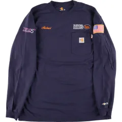 古着 カーハート Carhartt FRシリーズ 袖プリント 無地ポケットロングTシャツ ロンT メンズL/eaa359447