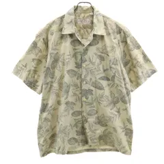 SQUEEZE スクイーズ リーフ柄 半袖 オープンカラーシャツ F カーキ メンズ 古着