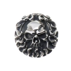 コンチョ シルバー925 スカル Skull ドクロ 銀 直径 約24.5ｍｍ レザークラフト 財布 ケース カスタムパーツ バッグ DIY パーツ 手芸 革財布 (シルバー925 (銀92.5％))