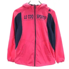 ルコック デサント製 プリント トレーニング 長袖 ジップパーカー M ピンク le coq フロントジップ 裏メッシュ レディース 古着 【240421】