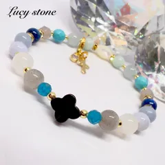 天然石 パワーストーン ブレスレット 数珠 15cm オニキス フラワー アパタイト カイヤナイト アクアマリン ラブラドライト