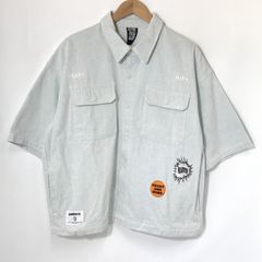 BILLIONAIRE BOYS CLUB デニムシャツ BBCJP221W001 半袖 シャツ ロゴ 刺繍 古着 Mサイズ ビリオネアボーイズクラブ トップス A13710◆