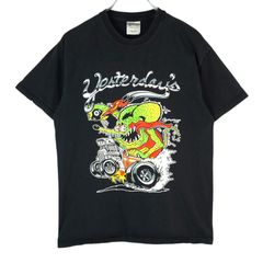 ポート＆カンパニーPort&CompanyラッドフィンクRat FinkキャラクターTシャツキャラ物バイクBIKEモーターサイクル両面プリント黒ブラックフェードvintageヴィンテージ40313