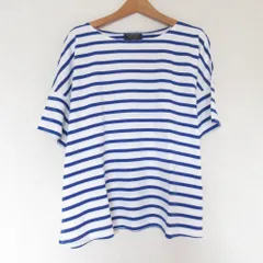 美品 Le Minor ルミノア ボーダー柄 ショートスリーブ バスクシャツ カットソー 1 ブルー×ホワイト レディース 古着 中古 USED