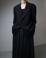 Giorgio Armani Italy made pique tailored jacket virgin wool ジョルジオ アルマーニ イタリア製 バージンウール シングル ブレステッド テーラードジャケット 濃紺 ピケ織