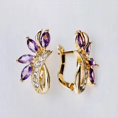 フープピアス　アメジスト　パープル　ゴールド　ジルコニア　プレゼント