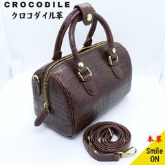 ワニ革　クロコダイル革　本革　ハンドバッグ　ミニバッグ　バッグ　鞄　かばん　ブラウン　ショルダー　艶　バフ仕上げ　内側牛本革仕様　Leather　レザー　高級