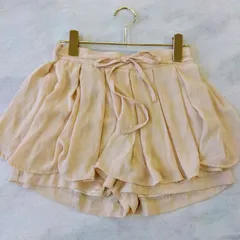 ☆ プリーツスカート風ショートパンツ M ベージュ ポリエステル100% スカパン