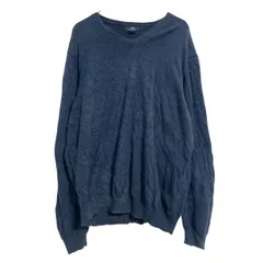 Brooks Brothers コットン ニット セーター L ネイビー ブルックスブラザーズ Vネック 古着卸 アメリカ仕入 a703-6002