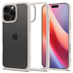 Spigen iPhone 16 Pro Max ケース クリア ストラップホール 米軍MIL規格 バンパー 耐衝撃 ウルトラ・ハイブリッド ACS08385 (ナチュラル・チタニウム)