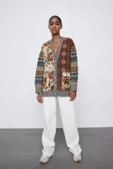 ZARA(ザラ) ジャガード ニット カーディガン