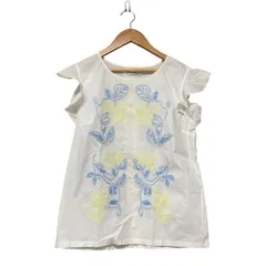 美品 PS Paul Smith ピーエスポールスミス フラワーエンブロイダリー フリルスリーブ ブラウス サイズ40 ホワイト レディース 古着 中古 USED