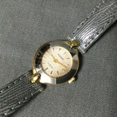 ORIS 手巻き スケルトンケース 17JEWELS 本革リザード80年代稼働品