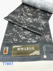 小紋 蝋糊染 通産大臣指定伝統的工芸品 紋意匠 藍墨茶色 正絹 反物