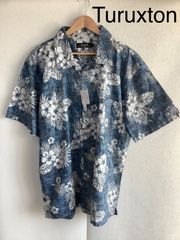 【新品】 アロハシャツ　5L メンズ　ハイビスカス　インディゴ　ビックサイズ