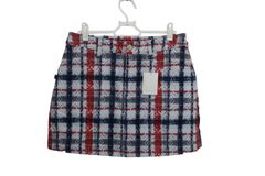【超美品】Jack Bunny(ジャックバニー) 中綿スカート 白青赤チェック レディース 2 263-7234038 ゴルフ用品 2506-0293 中古