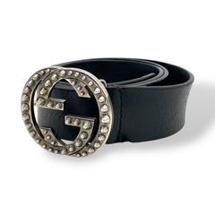 GUCCI グッチ GG レザーベルト インターロッキングG スタッズ