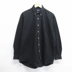 XL/古着 長袖 ブランド シャツ メンズ 90s ワンポイントロゴ BLAKE 大きいサイズ コットン ボタンダウン 黒 ブラック 25may14 中古 トップ