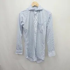 ◇ ⊂ SUIT SELECT スーツセレクト ストライプ柄 長袖 ビジネスシャツ サイズS ブルー系 メンズ E  【1506230020775】