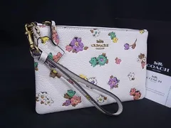 ■新品■未使用■ COACH コーチ C3814 スモール リストレット フローラルプリント レザー ポーチ マルチケース アイボリー系 FL6550