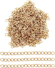 UNICRAFTALE 100本 47～53mm 304ステンレス製 延長用チェーン 調節可能 3mm太め(ゴールデン-約100本,  47～53mm)