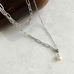 111-1.4way 金属アレルギー対応 チェーン ロングネックレス Y字 (ステンレス)