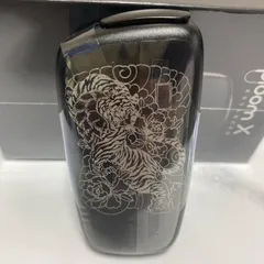 虎 菊 デザイン レーザー加工 プルームエックス アドバンスド Ploom X ブラック 黒 和柄 和彫り 猛虎 タイガー 入れ墨 入墨 刺青 新型 新品 未使用 送料無料 オリジナル カスタム