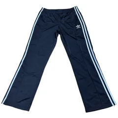 古着 adidas アディダス トラックパンツ 刺繍 トレフォイルロゴ ブラック×ホワイトライン 100サイズ Lサイズ 257-53