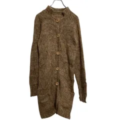 ニット セーター ロングカーディガン レディース M～ ブラウン ウッドボタン ポケット付き 古着卸 アメリカ仕入 a612-7204