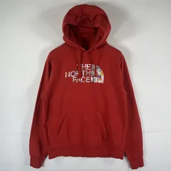 古着 ザ・ノースフェイス THE NORTH FACE パーカー プルオーバー フーディ スウェット ビッグロゴプリント S  オレンジ系 メンズ