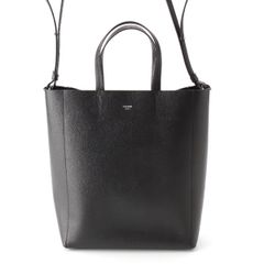 セリーヌ バーティカルカバ スモール レザー 2way ショルダー トートバッグ ブラック【中古】