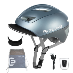 【年末年始セール】Be Oshare 自転車ヘルメット 大人用 ロードバイク テールライト付き 専用収納袋付き 取り外せるつば付き サイクリングヘルメット 男女兼用 耐衝撃 超軽量 高通気 EPS素材 LED  サイズ調整可能 57-62CM 日本語説明書付き