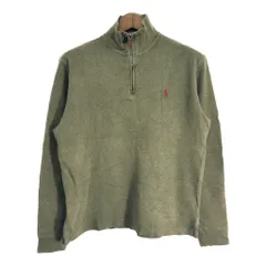 Polo by Ralph Lauren ポロ ラルフローレン ハーフジップ コットン ニット セーター グリーン (メンズ S) 中古 古着 S3671