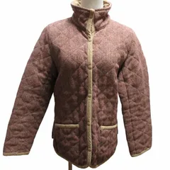 エーグル AIGLE 中綿キルティングジャケット ハーフコート ウール ハイネック 総柄 赤系 レッド Mサイズのサムネイル