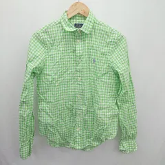 ◇ ⊂ ラルフローレン チェック柄 長袖 長袖シャツ サイズM ライトグリーン系 レディース メンズ E  【1507250003441】
