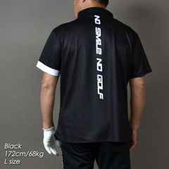 新品【COMONGOLF/コモンゴルフ】バックプリント＆前立てプリント半袖ゴルフポロシャツ/ブラック(CG-SP502S)ゴルフウェア ロゴ バイカラー DRY素材 ストレッチ サイドスリット トップス 春夏 春秋 ゴルフポロ M L XL XXL XXXL