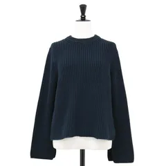 SLOANE スローン ニット ネイビー 紺 サイズ:1(S) | 23春夏 5G スリットスリーブ ニット | プルオーバー 長袖 クルーネック クロップド丈 畦編み コットン | 日本製 | トップス セーター【レディース】【中古】