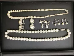 パールアクセサリーセット　ネックレス2点　イヤリング5点セット